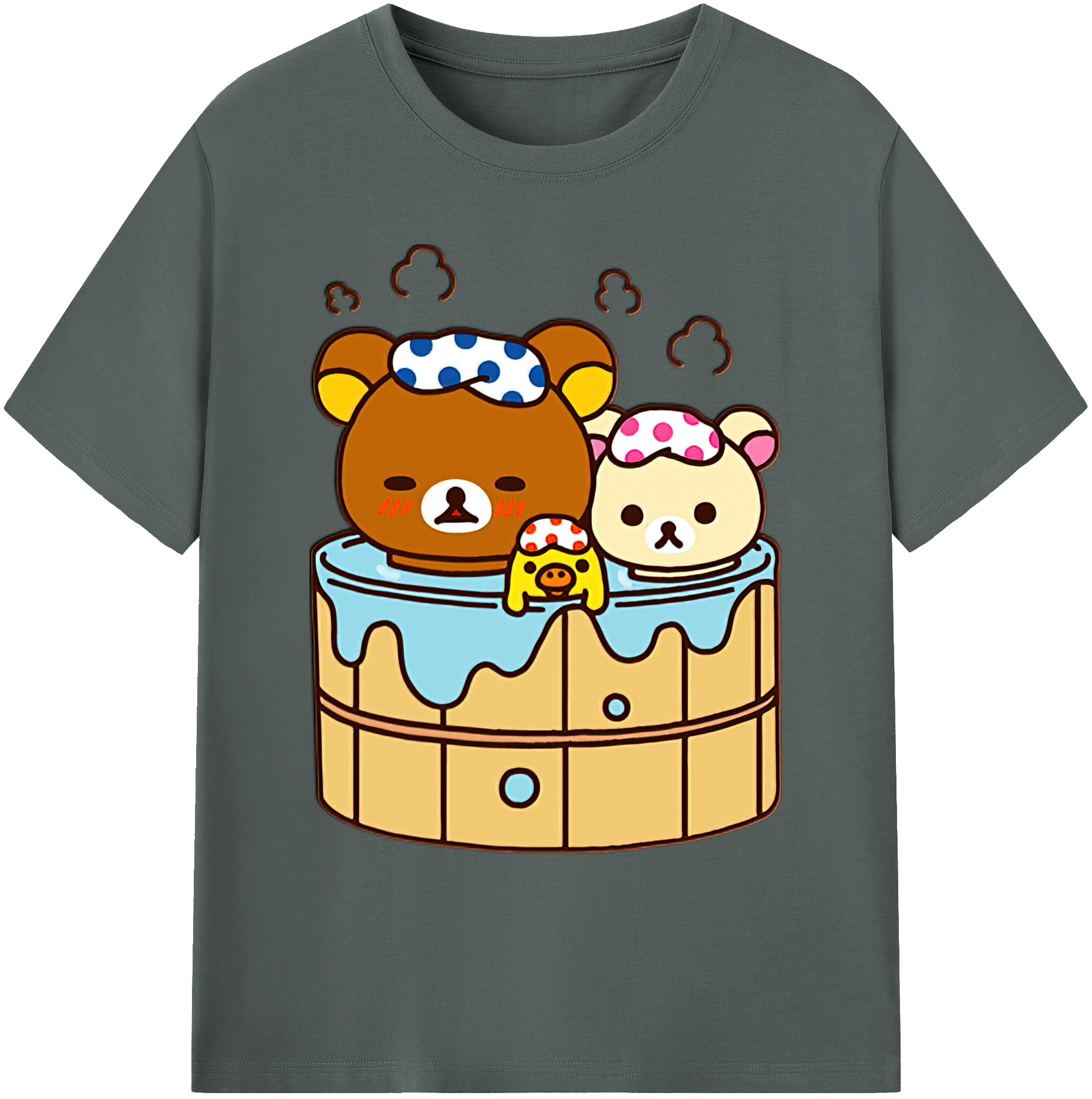 （画像用） リラックマ リラックマ キイロイトリ Rilakkuma Korilakkuma Kiiroitori 綿100％ メンズ半袖Tシャツ｜肌触りやわらか＆通気性
